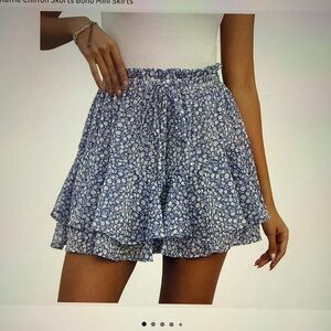Floral Blue Mini Skort